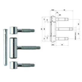 Ajtópánt Otlav 3 rész. ezüst 20 mm