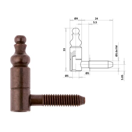 Ajtópánt Otlav 2 rész. díszes bronz 9 mm Lány