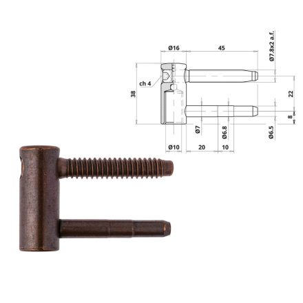 Ajtópánt Otlav 3D 16mm LÁNY bronz