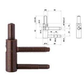 Ajtópánt Otlav 3D 14mm FIÚ bronz