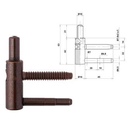 Ajtópánt Otlav 3D 16mm FIÚ bronz